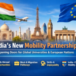 Indian student mobility to Europe showing education pathways between India and EU universities under mobility partnerships