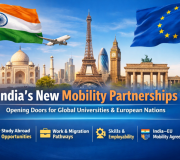 Indian student mobility to Europe showing education pathways between India and EU universities under mobility partnerships